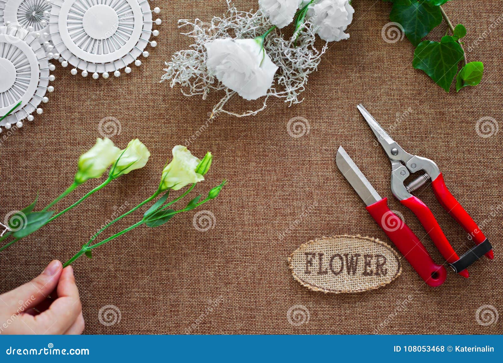 florist woman making beautiful bouquet. ÃÂ 